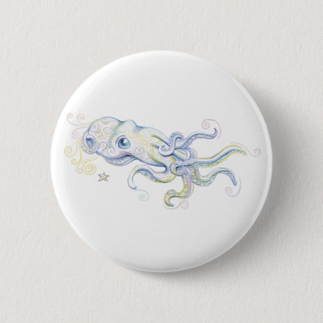 Mystical Octopus Pinback Button (Front)