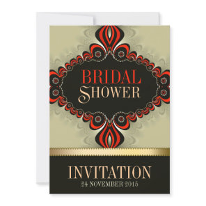 Mystical Orange Black Bohemian Bridal Shower Invitation