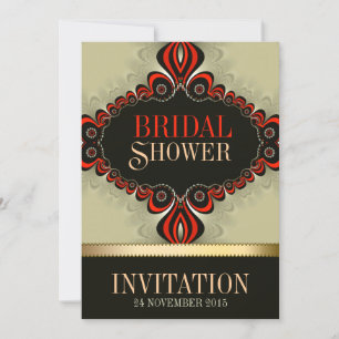 Mystical Orange Black Bohemian Bridal Shower Invitation