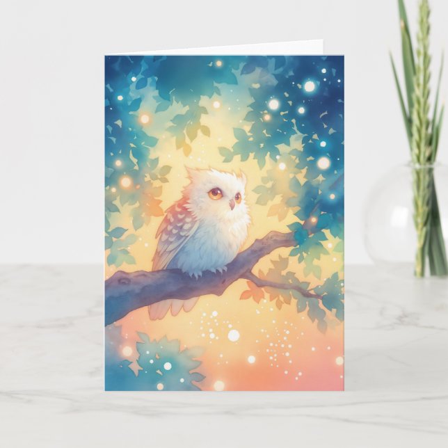 Mystical Owl in a Glow of Evening Light Card (Front)