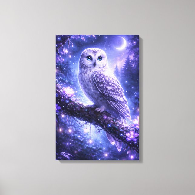 Mystical owl in an enchanted forest canvas print (Front)
