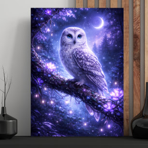 Mystical owl in an enchanted forest faux canvas print