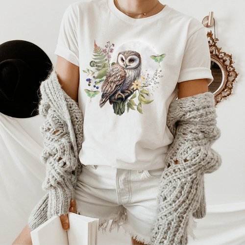 MYSTICAL OWL  Luna Moth T_shirt Forest Bird tee