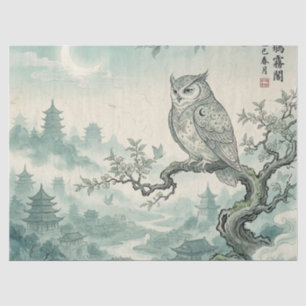 Mystical Owl Moon Landscape Art Tissue Paper