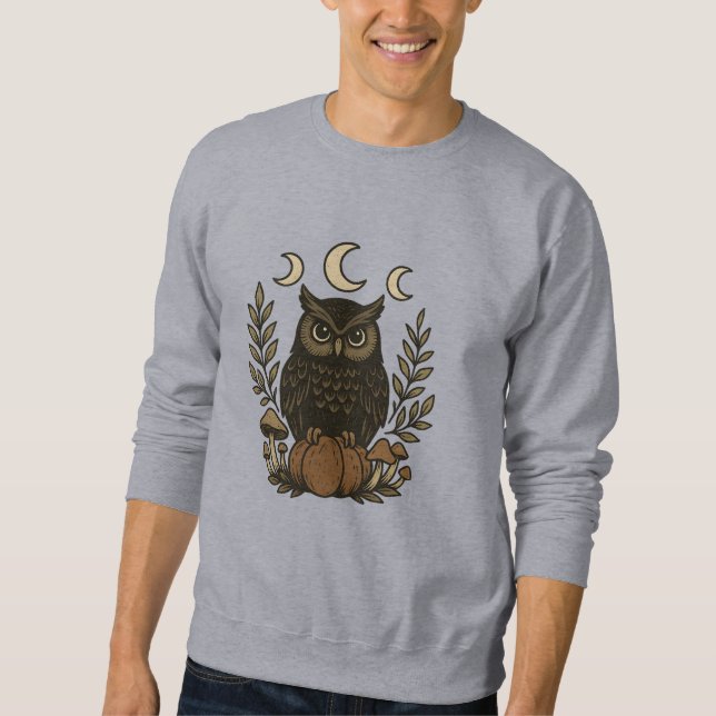 Mystical Owl Moon Phases-Shirt – Gothic Witchy  Sweatshirt (Front)
