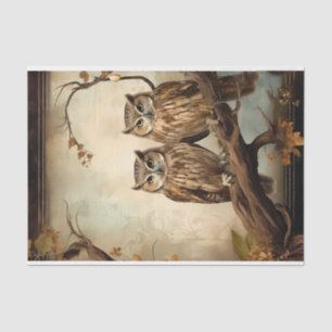 Mystical Owls Sepia Style Decoupage Tissue Paper