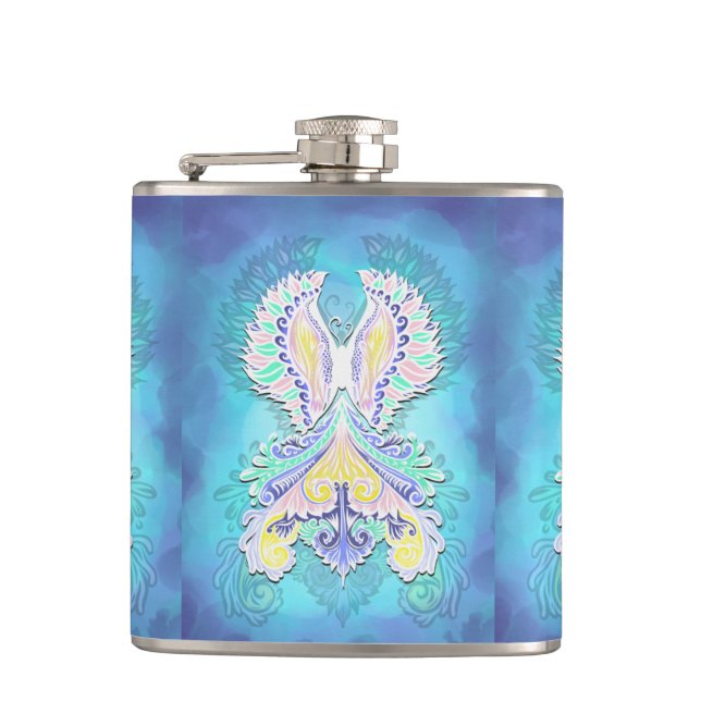 Mystical Pastel Butterfly | Ethereal Boho Fantasy  Flask (Front)