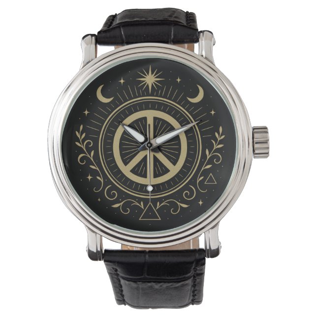 Mystical Peace Sign Unisex Watch (Front)