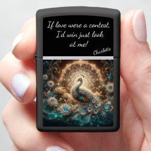 Mystical Peacock in a Celestial Garden 2 Zippo Lighter