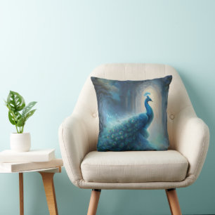 Mystical Peacock Throw Pillow