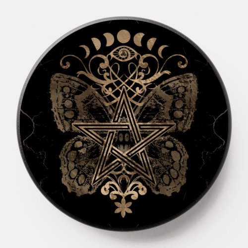 Mystical Pentagram Ornament Butterfly and Moons PopSocket