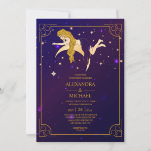 Mystical Pink Blue Celestial Stars Invitation