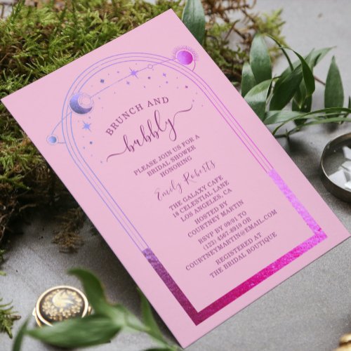 Mystical Pink Purple Celestial Bridal Shower Invitation