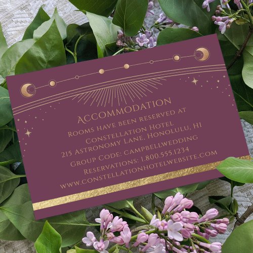 Mystical Plum Gold Sun Moon Stars Accommodation Enclosure Card