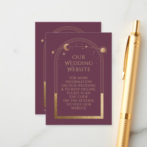 Mystical Plum Wedding Website RSVP QR Code Enclosure Card