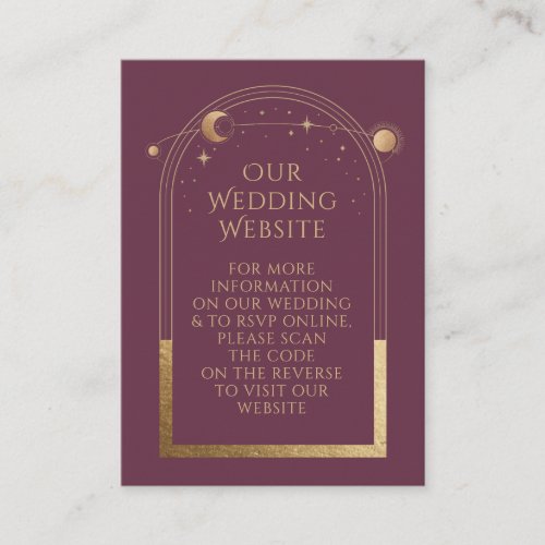Mystical Plum Wedding Website RSVP QR Code Enclosure Card