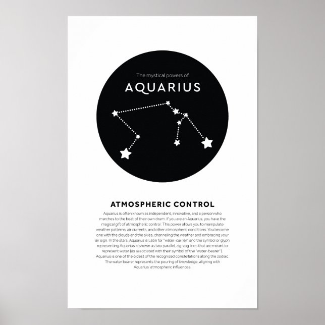 Mystical Power of Aquarius Astrology Star Zodiac Poster (Front)