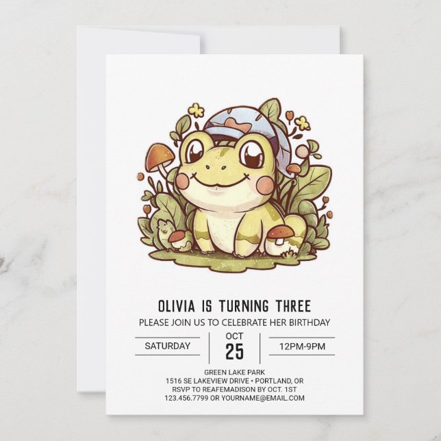 Mystical Pretty Frog Digital Birthday Invitation (Front)