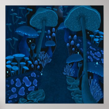 Mystical Psychedelic Fungi Forest Poster by dulceevents at Zazzle