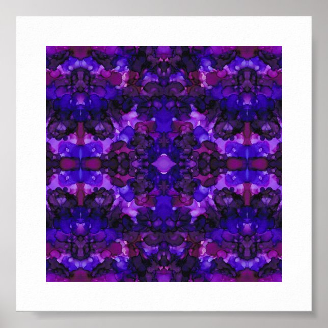 Mystical Purple Abstract Alcohol Ink Art Poster (Front)