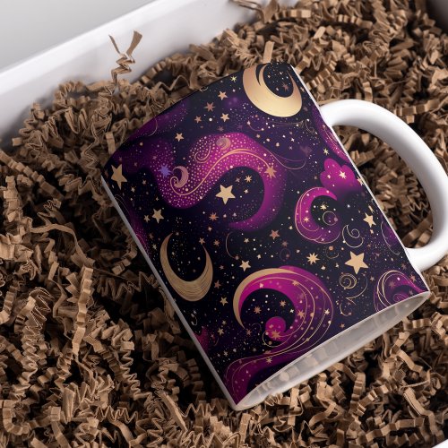 Mystical Purple and Magical Yellow Galaxy Stars Mug