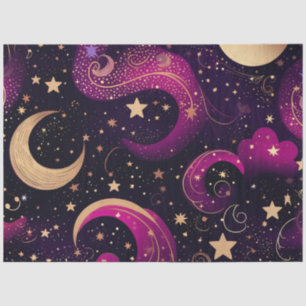 Mystical Purple and Magical Yellow Galaxy Stars Tissue Paper