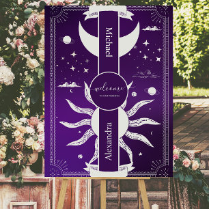 Mystical Purple and Silver Sun Moon Wedding Foam Board