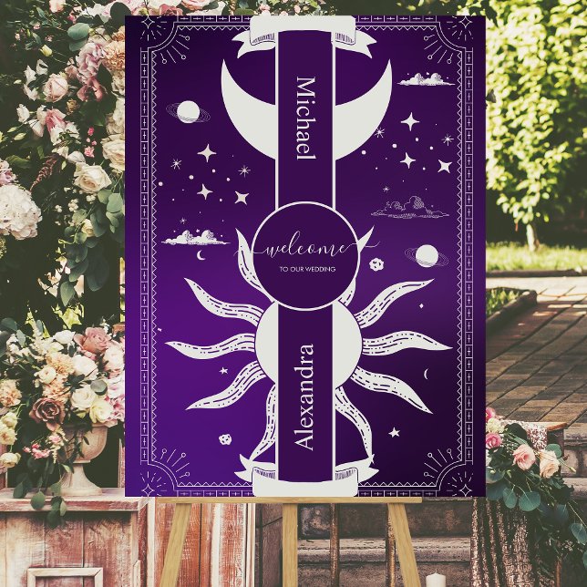  Mystical Purple and Silver Sun Moon Wedding Foam Board (Creator Uploaded)