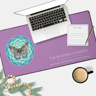 Mystical Purple Butterfly Mandala Tarot Reading Desk Mat