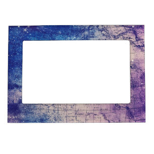 Mystical Purple Celestial World Map Magnetic Frame
