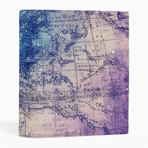 Mystical Purple Celestial World Map Mini Binder