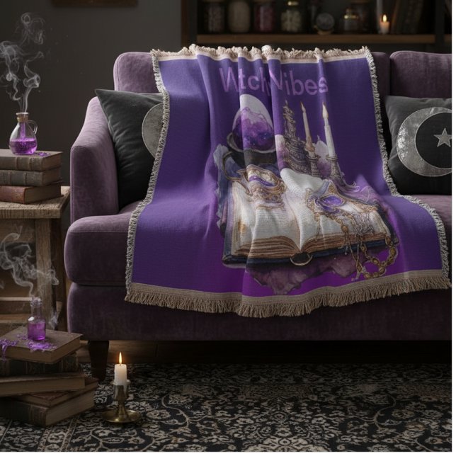Mystical Purple Crystal and Tarot Inspired Design  Throw Blanket (Creator Uploaded)
