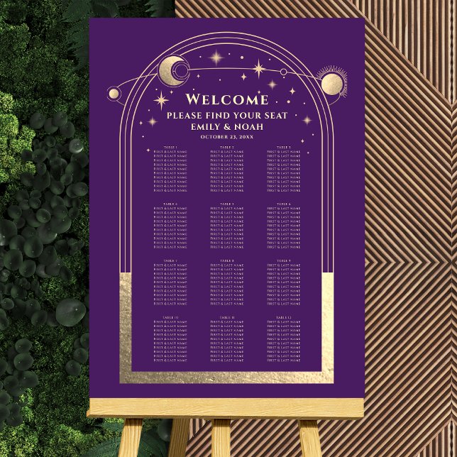 Mystical Purple Gold Sun Moon Stars Wedding Foam Board (Creator Uploaded)