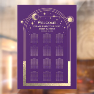 Mystical Purple Gold Sun Moon Stars Wedding Window Cling