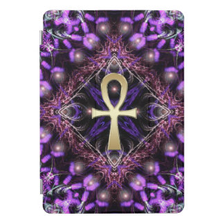 Mystical Purple Golden Ankh Fractal Art Tapestry iPad Pro Cover