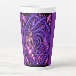 Mystical Purple Mermaid Fantasy Art Magical Ocea Latte Mug