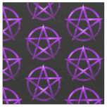 Mystical Purple Pentacles on Black Cheeky Witch&#174; Fabric