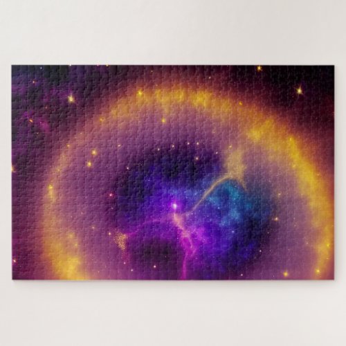 Mystical Purple Surrounded by Golden Circle Jigsaw Puzzle