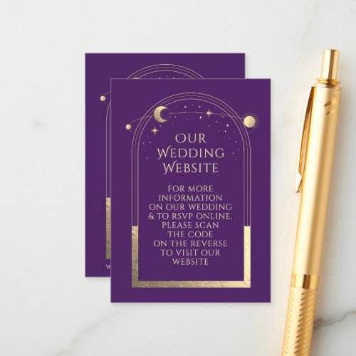 Mystical Purple Wedding Website RSVP QR Code Enclosure Card