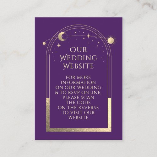 Mystical Purple Wedding Website RSVP QR Code Enclosure Card