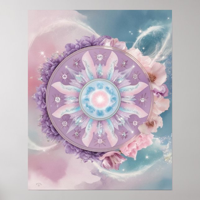 Mystical Purple Zodiac Mandala | Dreamy Astrology  Poster (Front)