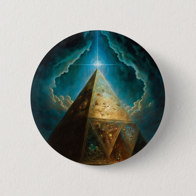 Mystical Pyramid Visionary Art Button (Front)