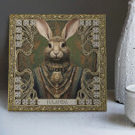 Mystical Rabbit Spirit Tribal Adornments Ceramic Tile<br><div class="desc">Experience an enchanting convergence of cultural elements and spiritual symbolism with our "Mystical Rabbit Spirit Ceramic Tile". This unique artwork encapsulates a vivid representation of the rabbit as a spirit animal - known for its embodiment of abundance, comfort, and vulnerability. The rabbit, adorned with a striking array of tribal jewels,...</div>