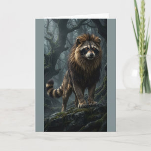 Mystical Raccoon Lion in the Enchanted Forest  Card