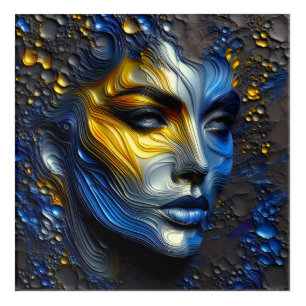 Mystical Radiance - An Embossed Female Face Acrylic Print