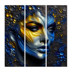 Mystical Radiance - An Embossed Female Face Triptych
