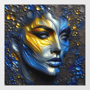 Mystical Radiance - An Embossed Female Face Wall Decal