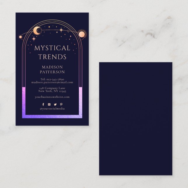 Mystical Rainbow Blue Sun Moon Astronomy Space Business Card (Front/Back)