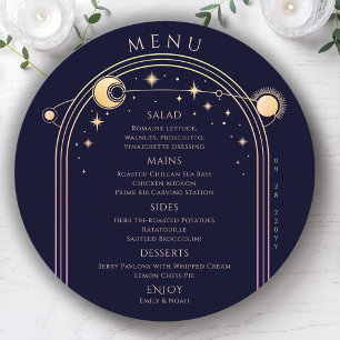 Mystical Rainbow Blue Sun Moon Stars Space Wedding Menu