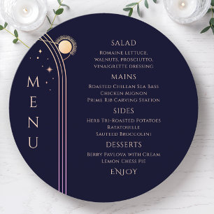 Mystical Rainbow Blue Sun Moon Stars Space Wedding Menu